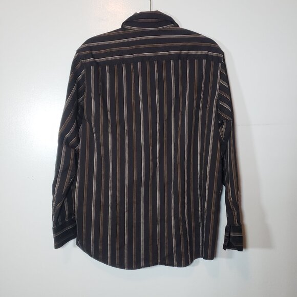 Concepts by Clairborne Black Striped casual dress shirt size M - Picture 3 of 3